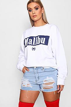 Boohoo Plus Olivia Malibu Slogan Sweat Top