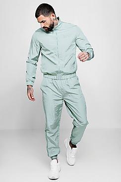 Boohoo Man Logo Embroidered Shell Suit