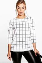 Boohoo Plus Nia Grid Check Half Sleeve Top