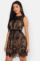 Boohoo Lace Contrast Skater Dress