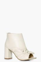 Boohoo Megan Peeptoe Knotted Front Shoe Boot Cream