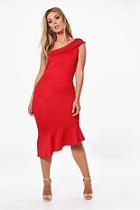 Boohoo Plus Nadia Frill Detail Midi Dress