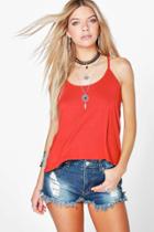 Boohoo Tasha Back Detail Swing Cami Top Rust