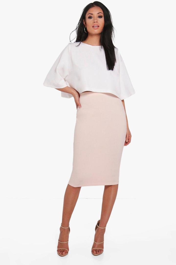 Boohoo Lexi Boxy Crop And Midi Skirt Co-ord Blush