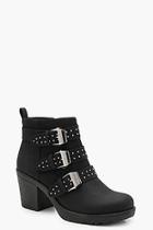 Boohoo Cleated Chelsea Cut Work Buckle Ankle Boots