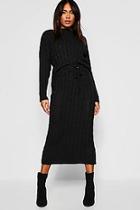 Boohoo Cable Knit Jumper And Skirt Set