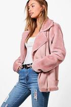 Boohoo Alex Faux Fur Sleeve Aviator Jacket