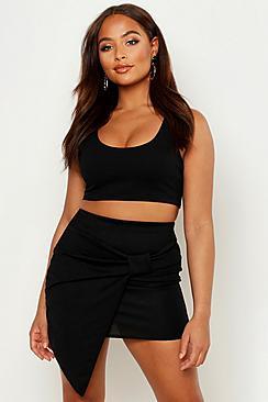 Boohoo Asymetric Wrap Front Neon Mini Skirt