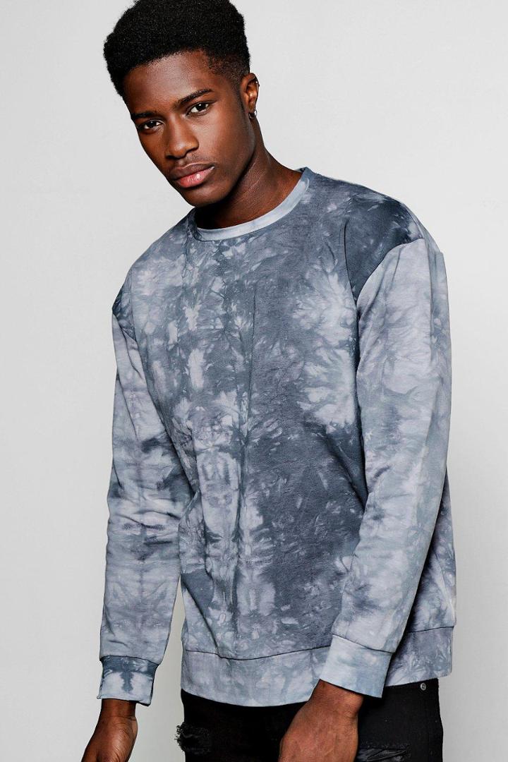 Boohoo Oversized Tie Dye Sweater Blue