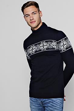 Boohoo Fairisle Roll Neck Christmas Jumper