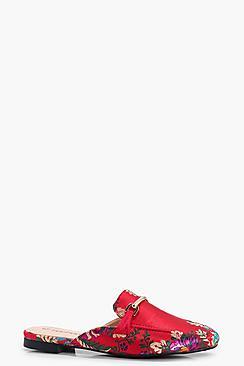 Boohoo Amelie Oriental Print Mule Loafer