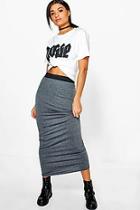 Boohoo Helena Basic Contrast Waist Jersey Maxi Skirt