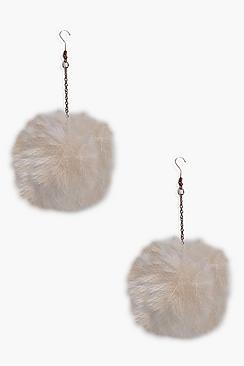 Boohoo Laura Faux Fur Pom Pom Drop Earrings