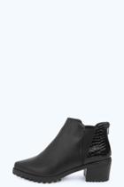Boohoo Eliza Cleated Pointed Chelsea Boot Black