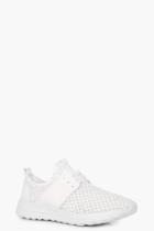 Boohoo Leah Knitted Lace Up Trainer White