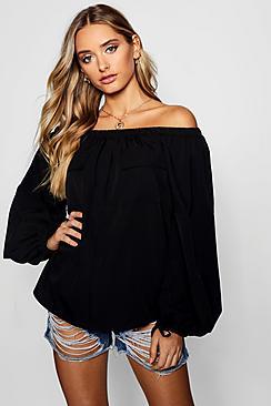Boohoo Aria Double Pocket Off Shoulder Top