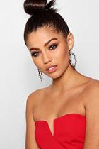 Boohoo Lucy Oval Statement Diamante Earrings