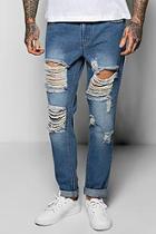 Boohoo Skinny Fit Rigid Destroyed Cropped Jeans