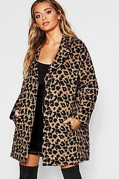 Boohoo Boyfriend Leopard Wool Coat