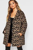 Boohoo Boyfriend Leopard Wool Coat