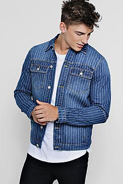 Boohoo Pinstripe Denim Trucker Jacket