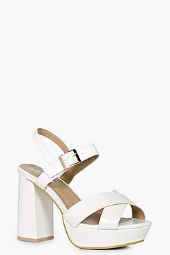 Boohoo Sarah Cross Strap Platform Heels
