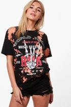 Boohoo Rebecca Tie Dye Band T-shirt Black