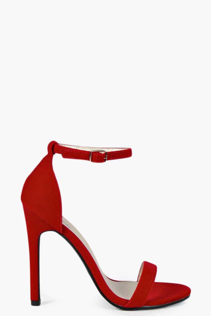 Boohoo Maddie Suedette Skinny Barely There Heels Red