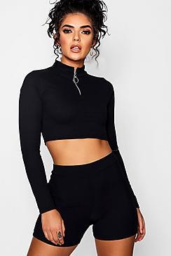 Boohoo Katie O-ring Rib Knit Cropped Jumper