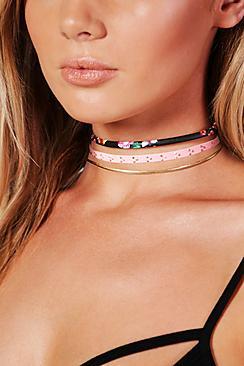 Boohoo Lyla Mixed Design Choker 5 Pack