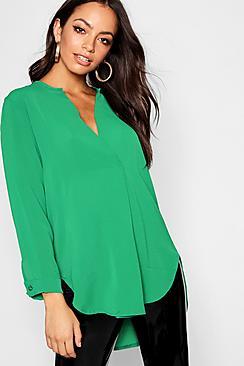 Boohoo V Detail Longline Blouse
