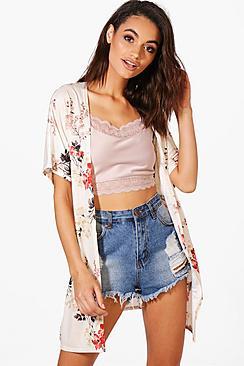 Boohoo Fay Midi Length Printed Belted Kimono