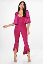Boohoo Becky Frill Hem Jumpsuit & Crop Jacket Co-ord Set