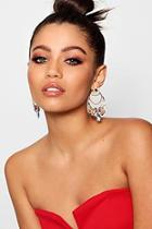Boohoo Erin Statement Chandelier Coin And Diamante Earrings