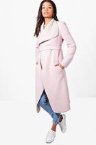 Boohoo Lucy Contrast Wool Coat With D-ring Fasten