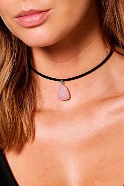 Boohoo Tia Rope Quartz Crystal Skinny Choker 2 Pack