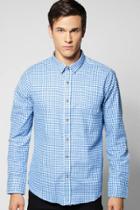 Boohoo Long Sleeve Flannel Shirt Blue