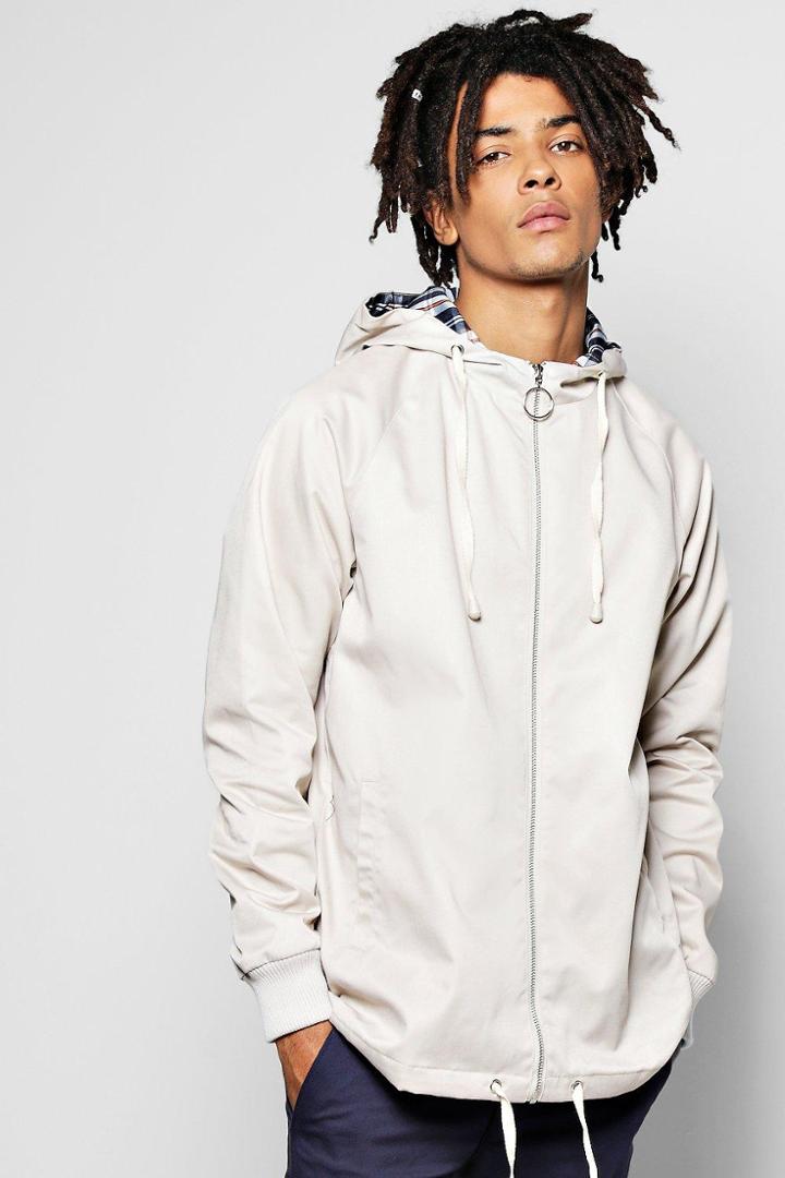 Boohoo Hooded Cotton Harrington Jacket Sand