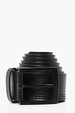 Boohoo Triple Stitch All Black Belt