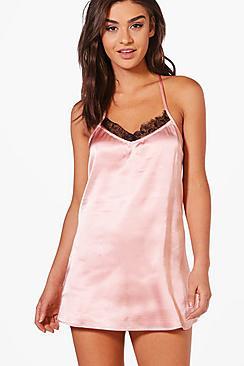 Boohoo Kitty Lace Trim Night Dress