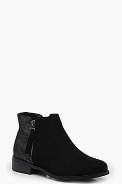 Boohoo Katie Glitter Back Zip Side Chelsea Boot