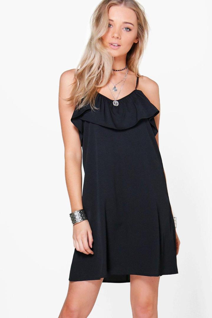 Boohoo Ola Cold Shoulder Shift Sundress Black