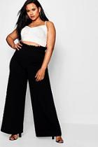 Boohoo Plus Lois Crepe Ruffle Detail Wide Leg Trouser