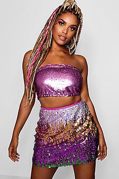 Boohoo Kelly Ombre Sequin Woven Mini Skirt
