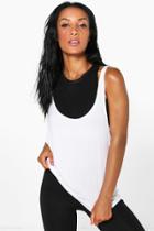 Boohoo Laura Cross Back Running Tank Top White