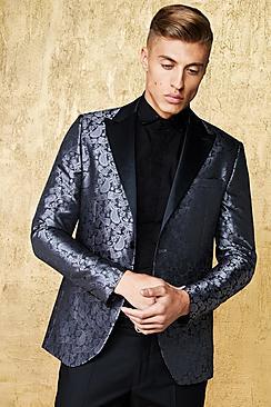 Boohoo Jacquard Skinny Fit Suit Jacket