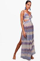 Boohoo Hazel Zig Zag Cut Out Maxi Beach Dress