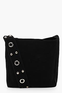 Boohoo Megan Eyelet & Stud Cross Body Bag