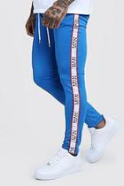 Boohoo Skinny Fit Tricot Joggers With Man Dash Tape