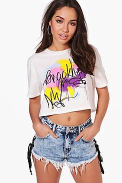 Boohoo Sophia Graffiti Boxy Crop